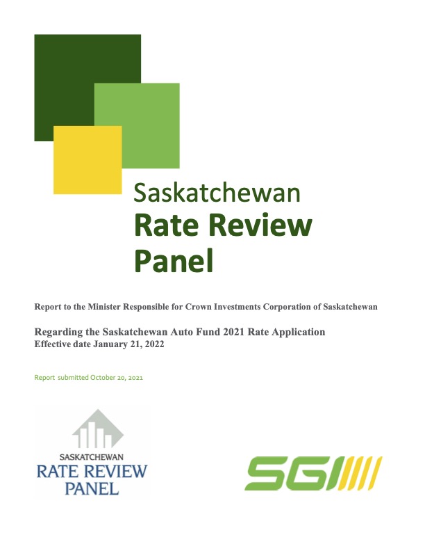 Saskatchewan Auto Fund 2021 Rate Proposal Cover