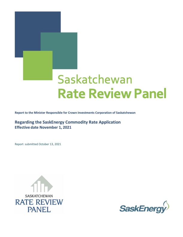 SaskEnergy 2021 Commodity Rate Review Cover