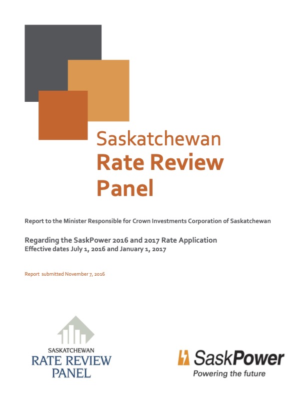 SaskPower 2016 Rate Change Application Cover