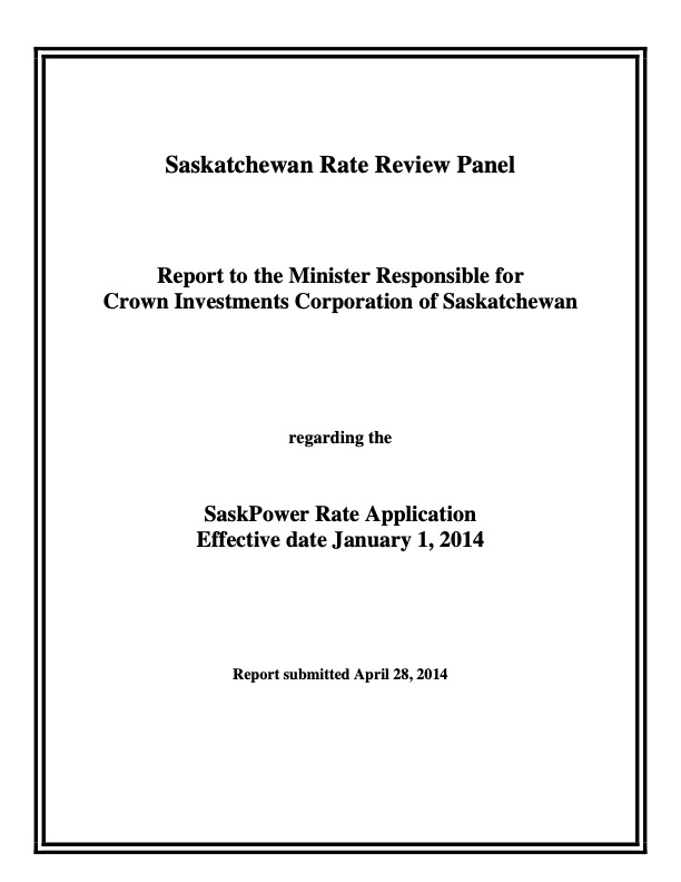 SaskPower 2014-2016 Rate Application Cover